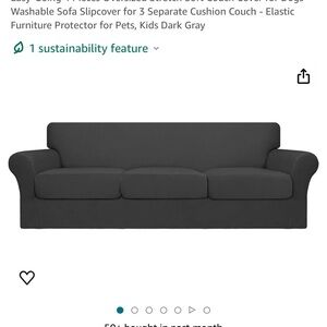 Dark Grey stretch slipcover for couch! Oversized 35”deep x 91” wide x 33” high